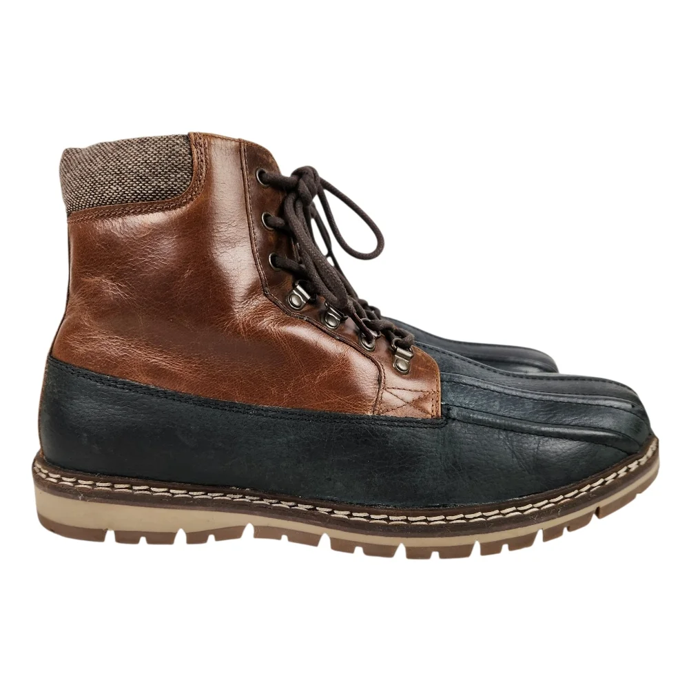 Crēvo Kannard Chestnut Brown Black Leather Water Resistant Duck Boot Men Size 13